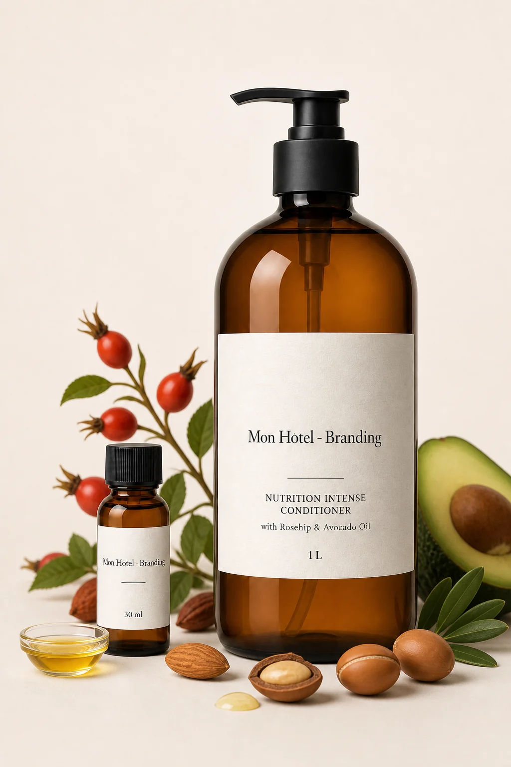 Après-shampoing Nutrition Intense Mon Hôtel - Branding, formats 30 ml et 1 L